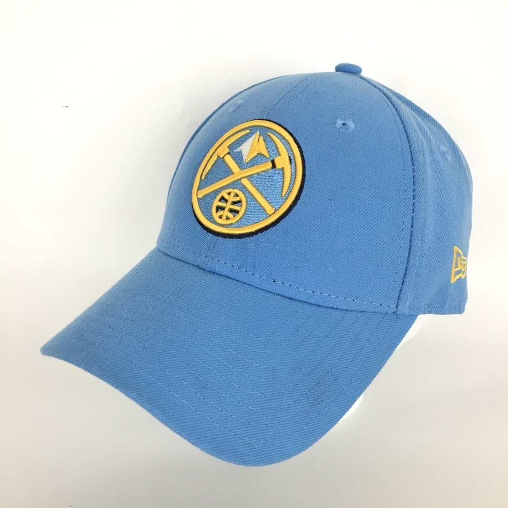 New Era Denver Nuggets Adjustable Hat NBA Basketball Light Blue Gold Logo Unisex